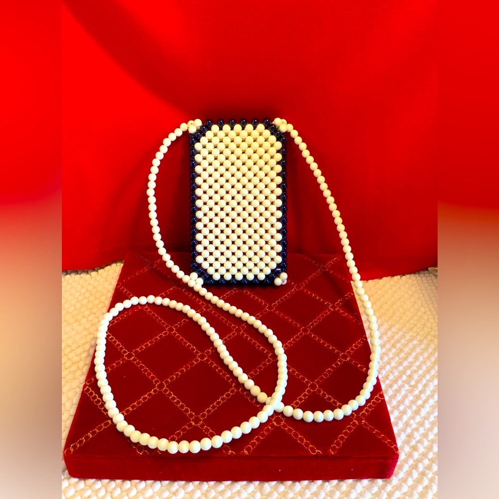 Elegant White Beaded Clutch